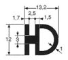 Uszczelka do profilu gumowa czarna typ D 12mm, 25m